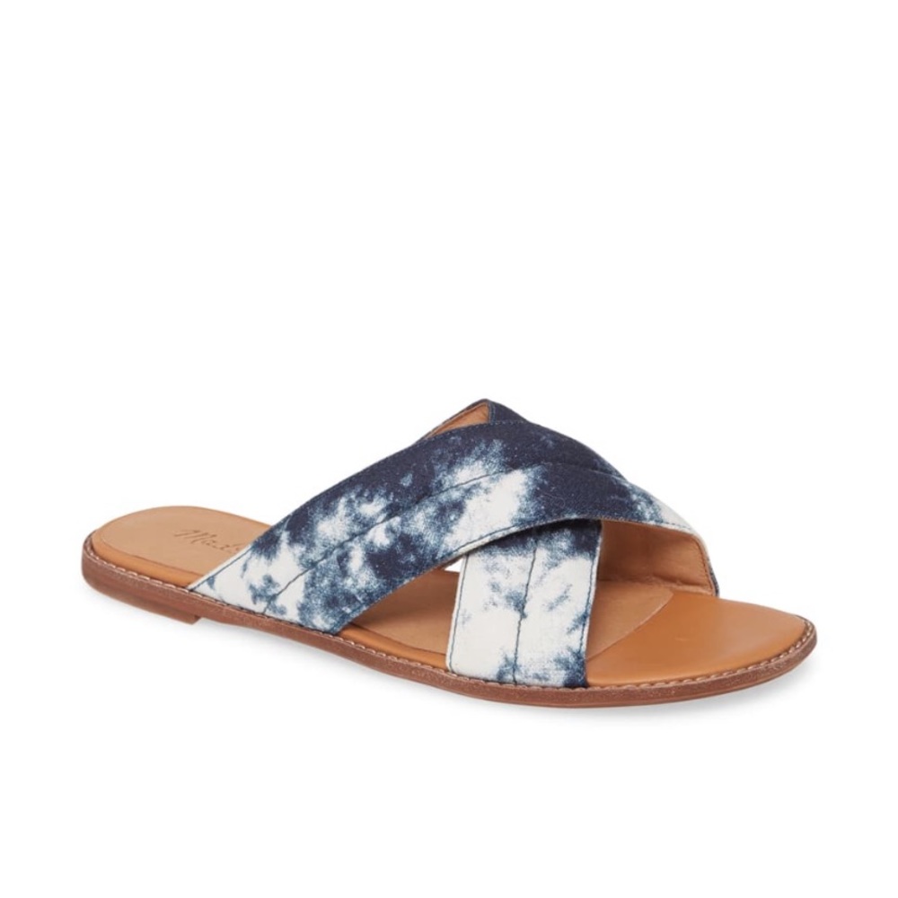 Madewell $88 The Skyler Slide Sandal Tie Dye Blue